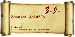 Zabolai Jolán névjegykártya